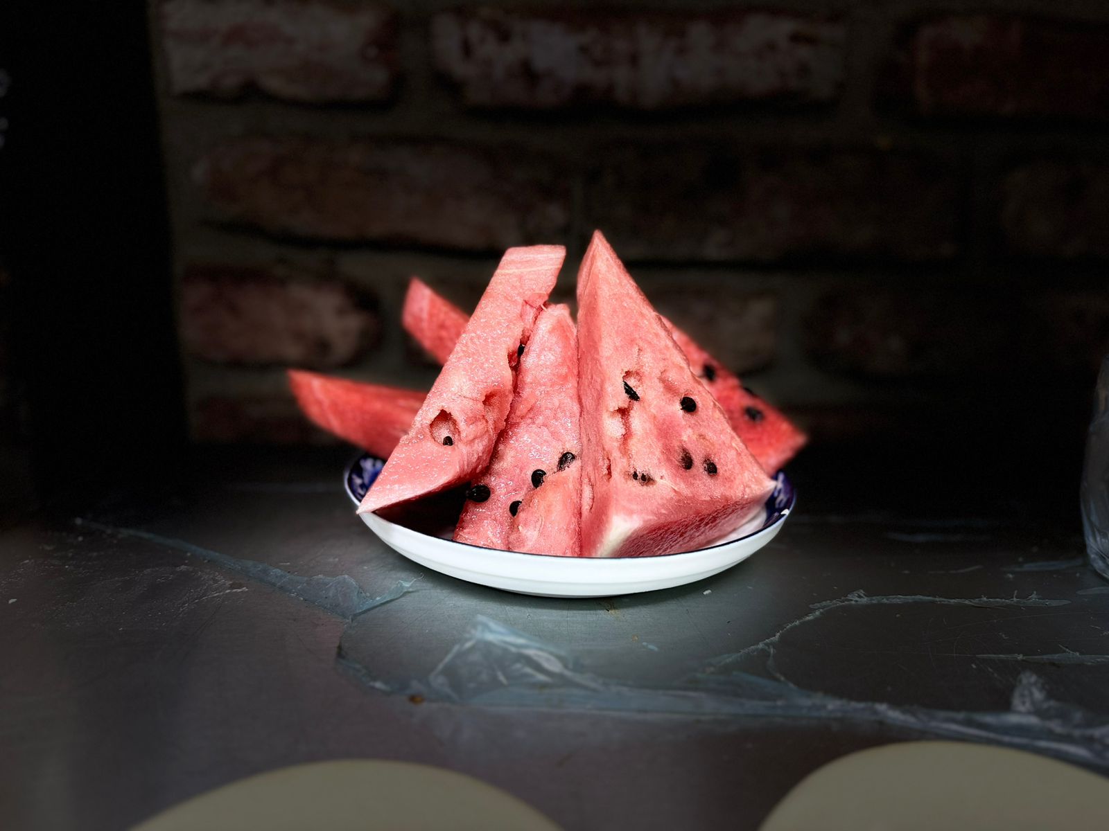 Watermelon at Tbilisuri Ezo Georgian restaurant in Tbilisi }}