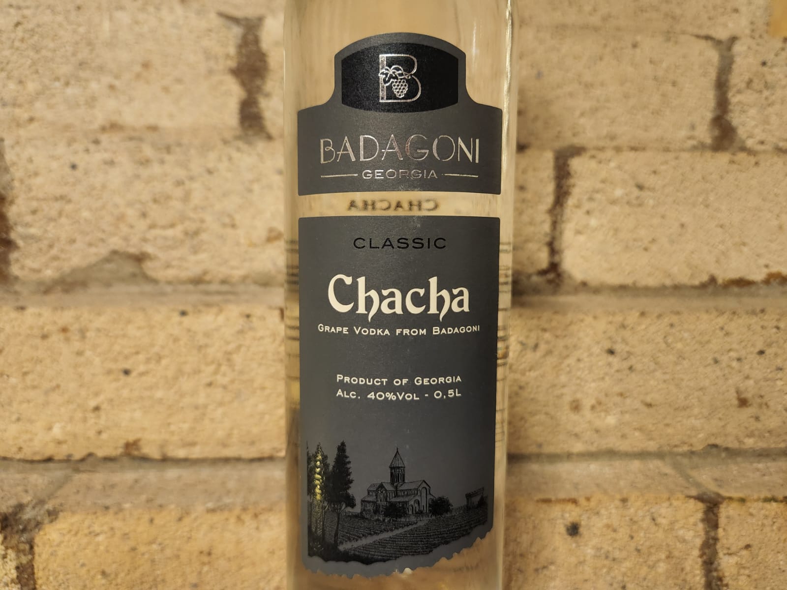Chacha Badagoni Classic 500GR at Tbilisuri Ezo Georgian restaurant in Tbilisi }}