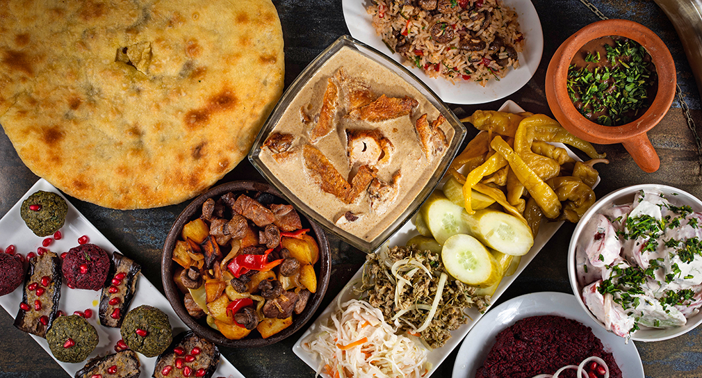 Eco Menu For 7-10 Person - Georgian dish at Tbilisuri Ezo restaurant in Tbilisi }}