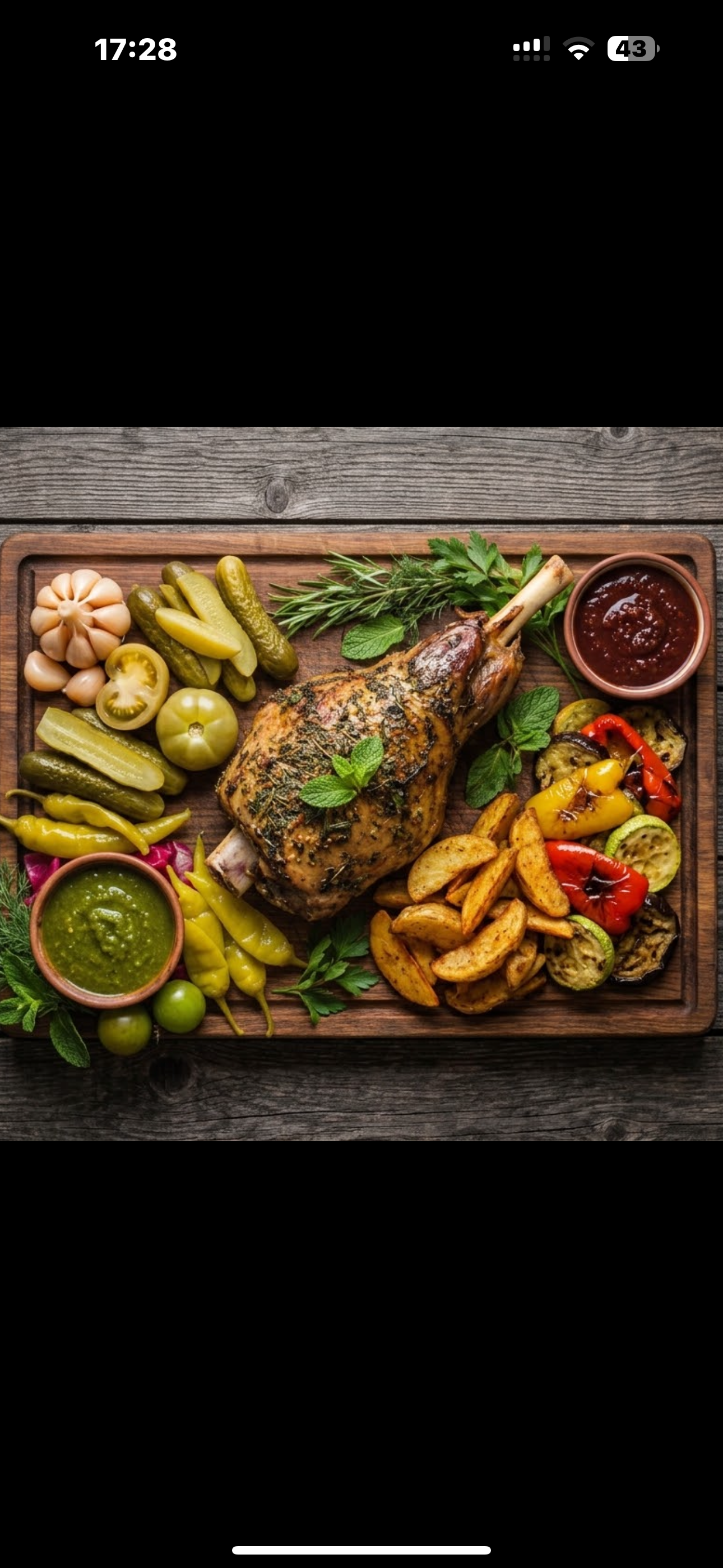 Lamb shoulder on a board at Tbilisuri Ezo Georgian restaurant in Tbilisi }}